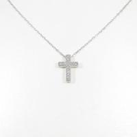 K18WG クロス ダイヤモンドネックレス