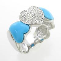 K18WG ハート トルコイシリング