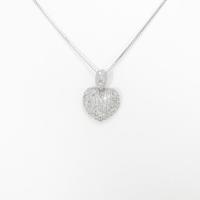 K18WG ハート パヴェ ダイヤモンドネックレス