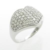 K18WG ハート パヴェ ダイヤモンドリング