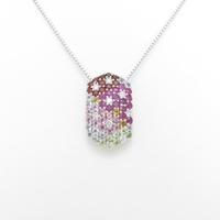 K18WG フラワー カラーストーンネックレス10％引き