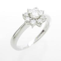 K18WG フラワー ダイヤモンドリング