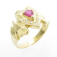 K18YG ハート ルビーリング