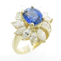 K18YG フラワー サファイヤリング