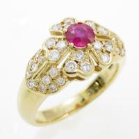 K18YG フラワー ルビーリング30％引き