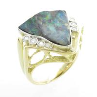 K18YG／PT ボルダーオパールリング