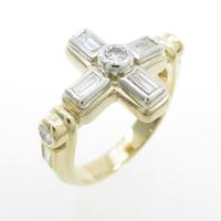 750YG／PT クロス ダイヤモンドリング