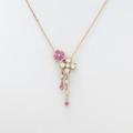 K18PG クローバー ピンクサファイヤネックレス