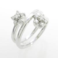 K18WG フラワー ダイヤモンドリング