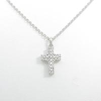 K18WG クロス ダイヤモンドネックレス