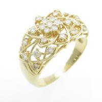 K18YG フラワー ダイヤモンドリング5％引き