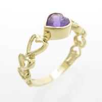 K18YG ハート アメジストリング