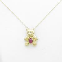 750YG／K18YG クマ ルビーネックレス