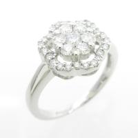 K18WG フラワー ダイヤモンドリング