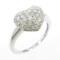 K18WG ハート×パヴェ ダイヤモンドリング