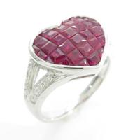 K18WG ハート ルビーリング