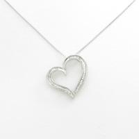 K18WG ハート ダイヤモンドネックレス