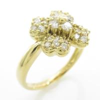 K18YG フラワー ダイヤモンドリング