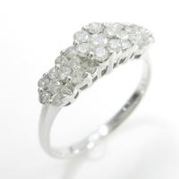 K18WG フラワー ダイヤモンドリング