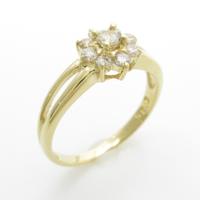 K18YG フラワー ダイヤモンドリング