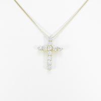 【新品】K18YG クロス ダイヤモンドネックレス 1．001ct・F・VS1?SI2・VG