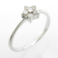 K18WG フラワー ダイヤモンドリング