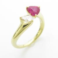 K18YG ハート ルビーリング