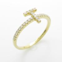 K18YG イニシャルT ダイヤモンドリング