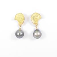 K18YG クロチョウパールピアス