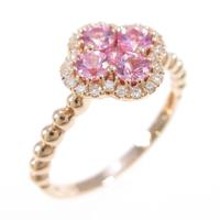 K18PG フラワー ピンクサファイヤリング