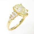 【リメイク】K18YG ダイヤモンドリング 2．401ct・LY・SI2・ペアシェイプ