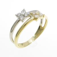 K18YG／PT フラワー ダイヤモンドリング