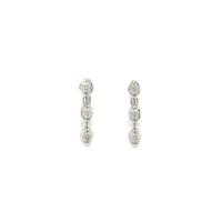 K18WG／PT スリーストーン ダイヤモンドイヤリング