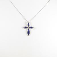 18KWG／PT クロス ラピスラズリネックレス