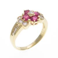 K18YG フラワー ルビーリング