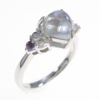 K18WG ハート ラブラドライトリング