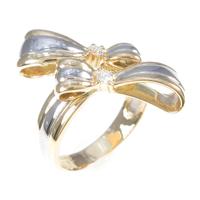 K18YG／PT リボン ダイヤモンドリング