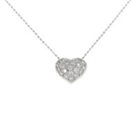K18WG ハート パヴェ ダイヤモンドネックレス