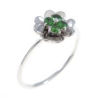 K18WG クローバー グリーンガーネットリング