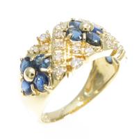 K18YG フラワー サファイヤリング