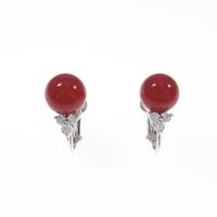 K18WG サンゴイヤリング