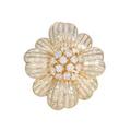 K18YG フラワー ダイヤモンドブローチ