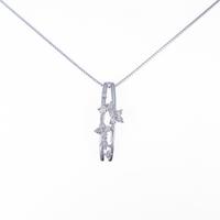 K18WG フラワー ダイヤモンドネックレス