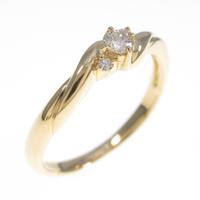 K18YG スリーストーン ダイヤモンドリング