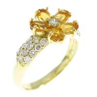 K18YG フラワー シトリンリング