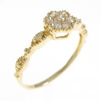 K18YG フラワー ダイヤモンドリング