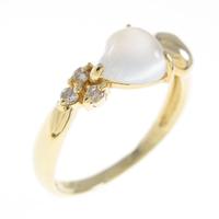 K18YG ハート ムーンストーンリング