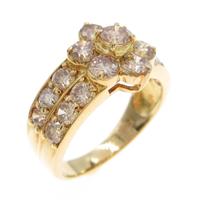 【ジュエリー在庫処分】K18YG フラワー ダイヤモンドリング