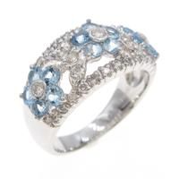 【ジュエリー在庫処分】PT フラワー アクアマリンリング