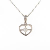 K18WG ハート ダイヤモンドネックレス